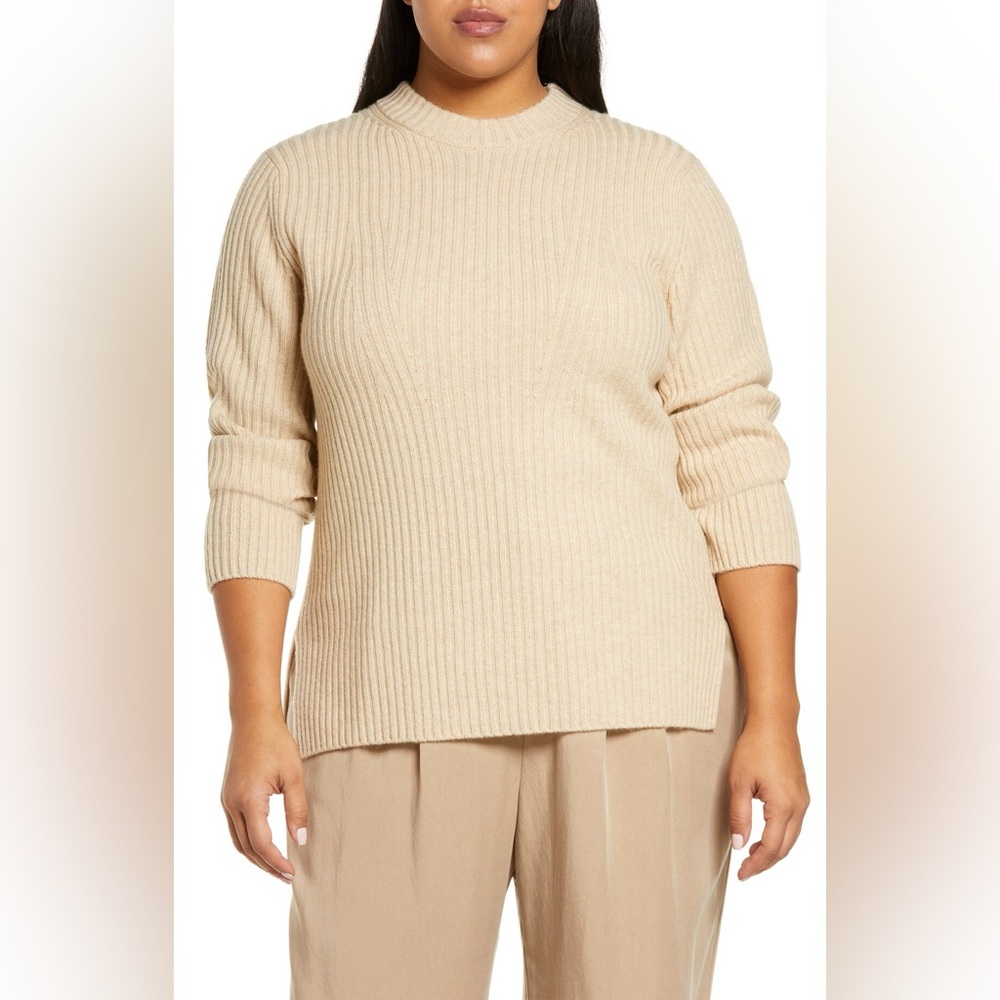 Vince Wool & Cashmere Rib Sweater - Heather‎ Wafer